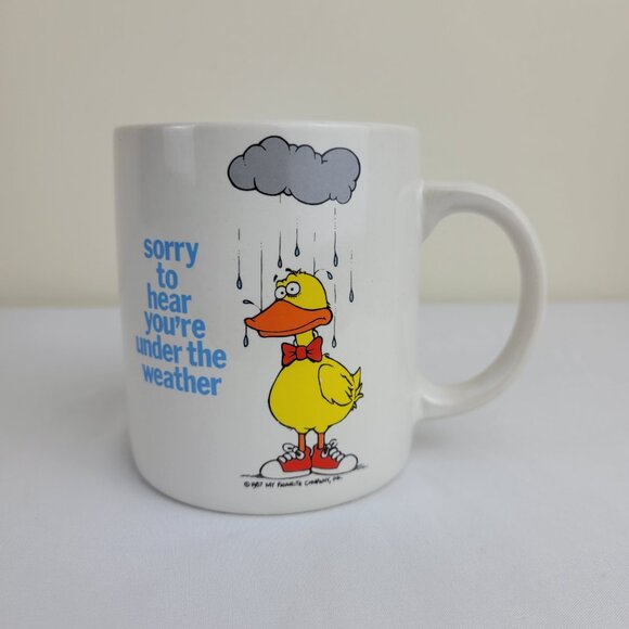 Vintage My Favorite Friends Mug, Duck rain weather Get Well coffee cup 1987 80s - Picture 7 of 16